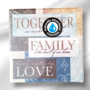 🔥Sous- Verre Together Family Love Coasters(set of 4) Teal🔥